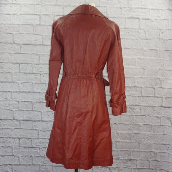 Vintage 70s Leather Trench Coat - Picture 2 of 6
